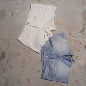 REFUGE Bundle of 2 CUT-OFF LT BLUE & WHITE DENIM SHORTS SZ 10&12 (measure same)